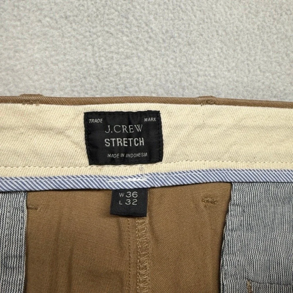 J.Crew 484 Slim Fit Stretch Chino Pants Mens 36x32 Brown Khaki Casual Trousers